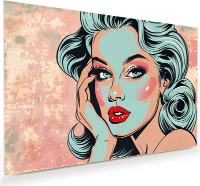 Produktbild von Glasbild 45x30cm in XXL für Wohnzimmer, Schlafzimmer Motiv Comic Porträt Kunst