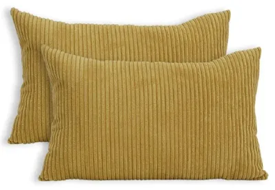 Produktbild von Lumali Dekokissen Senfgelb 30x50 cm  , Kissenbezug aus Samtcord  , Wohnzimmer Deko , Kissenhüllen