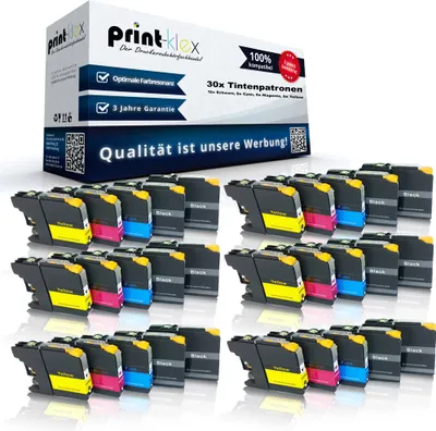Produktbild von Print-Klex 30x kompatible Tintenpatronen kompatibel mit Bother LC121 LC123 MFC J470DW MFC J475DW MFC J650DW MFC J870DW MFC J875DW MFC J970DW - Sparpack - Office Line Serie