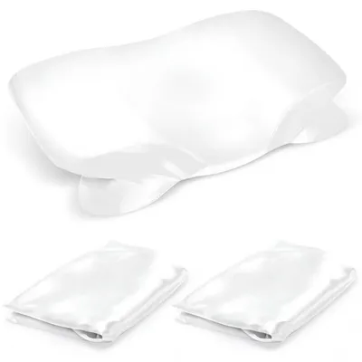 Immagine prodotto di Confezione da 2 federe in raso, 40x60 cm, colore bianco, con cerniera invisibile