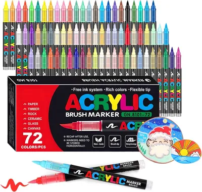 Zdjęcie produktu dla Markery akrylowe zestaw 72 sztuki, wodoodporne farba, elastyczna końcówka 1-5 mm, do malowania kamieni