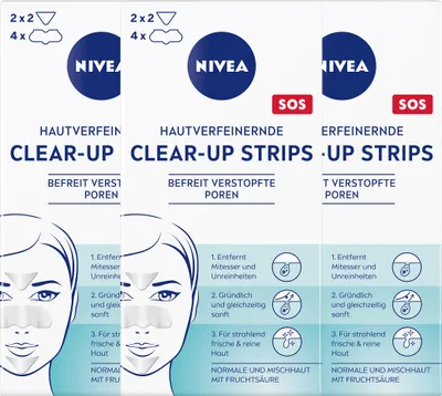 Produktbild von NIVEA Clear-up Strips hautverfeinernd entfernt Mitesser sanft 3 x 6 Strips