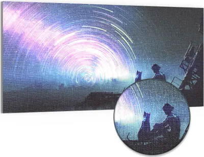 Produktbild von DEQORI Hybrid Leinwand Bild 100x50 cm 'Sternenkomplizen' Wandbild Glas flach modern
