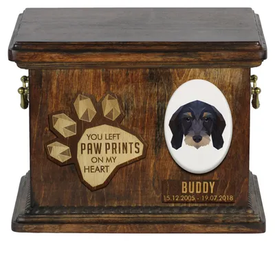 Obrázek produktu pro Jezevčík drátosrstý - Urna na popel psa, personalizovana urna s rytinou, pametni krabice na popel psa znacky Art-Dog