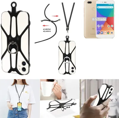 Produktbild von K-S-Trade 3in1 Handykette Handyband Handykordel Halsband Smartphone-Ring Handy-Ring kompatibel mit Xiaomi Mi A1 Fingerhalterung Handyring
