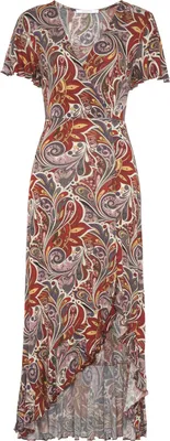 Produktbild von LASCANA Maxikleid mit Paisleydruck, Schlitz und Volant, Flügelärmel bunt bedruckt Größe 44