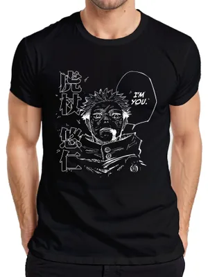 Produktbild von I'M YOU Itadori Yuji Jujutsu Kaisen Manga Schwarz Weiß Geschenk Herren T-Shirt, Schwarz, XL