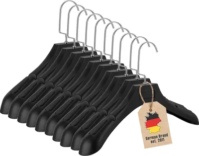 Produktbild von Intirilife Kleiderbügel in UNIVERSAL SCHWARZ - 10 Stück breite Kleiderbügel aus Kunststoff mit Anti-Rutsch Oberfläche - Garderobenbügel Wäschebügel Anzugbügel Jackenbügel