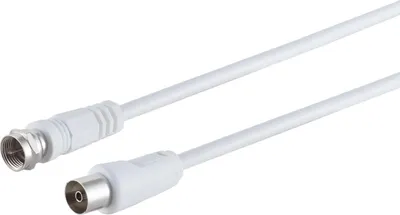 Immagine prodotto di Cavo per antenna a massima connettività S/CONN, schermato al 100%, da F maschio a coassiale femmina, RG 59, > 80 dB, bianco, 10,0 m (80078-32)