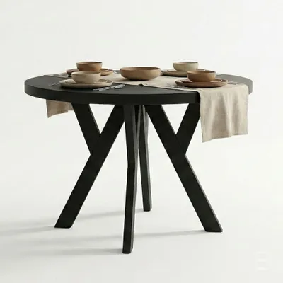 Produktbild von Runder Ausziehbarer Tisch für Esszimmer, PERO, Loft-Stil, Skandinavische, Durchmesser: 80 / 130 cm, Farbe: Schwarz