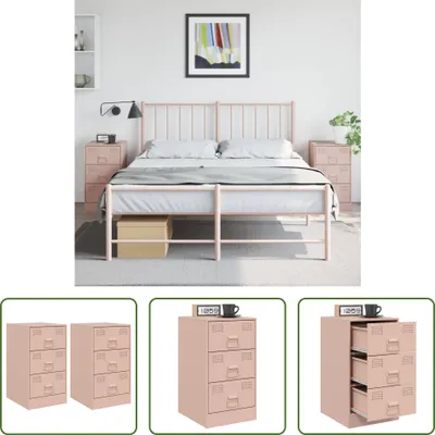Produktbild von The Living Store Nachttische 2 Stk. Rosa 34,5x39x62 cm Stahl