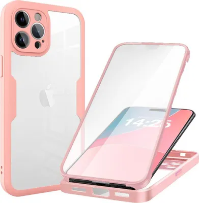Produktbild von 360 Grad Handyhülle für Apple iPhone 15 Pro Full Cover Rundum Schutz Farbe: Rose