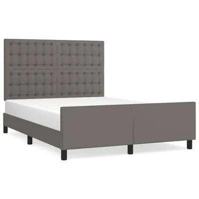 Zdjęcie produktu dla Rama Łóżka Z Zagłówkiem, Szara, 140X200Cm, Obite Sztuczną Skórą Lumarko!