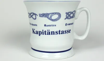 Produktbild von Kapitänstasse mit Seemannsknoten hoch Kaffeebecher Kaffeetasse Kaffee Pott