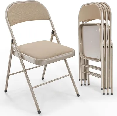 Produktbild von Klappstühle 4er Set, Klappstuhl Gepolstert, bis 204 kg Belastbar, Metall-Klappstuhl
