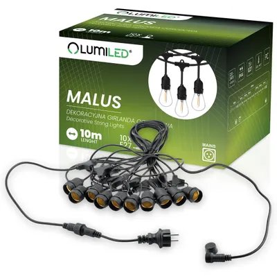 Obrázek produktu pro Venkovní světelná girlanda MALUS, délka 10 metrů, 10 žárovek, patice E27, značka LUMILED
