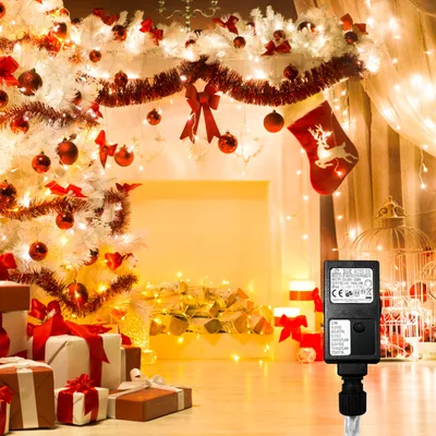 Produktbild von Ikodm Lichterketten Eisregen 200 LED Warmweiß, 5 m Lichtervorhang, 31 V, IP44, 8 Modi mit Memory für Weihnachten