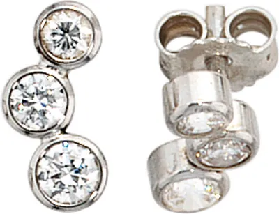 Produktbild von JOBO Ohrstecker 925 Sterling Silber rhodiniert 6 Zirkonia Ohrringe