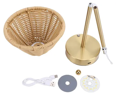 Image de Lampe de chevet de style bohème, avec abat-jour en rotin tressé, conçue pour protéger les yeux, alimentée par USB, idéale pour la lecture au lit dans une chambre