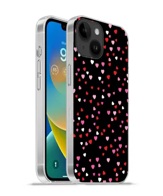 Produktbild von MuchoWow® Handyhülle Schutzhülle Hülle für Apple iPhone 14 - Softcase Eine Illustration mit Herzen auf einem schwarzen Hintergrund Silikon Softcase Handy Hülle - Mobiltelefonhülle