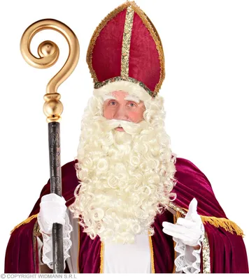 Produktbild von WIDMANN Perücke Weihnachtsmann mit Bart Schnurrbart Augenbrauen weiß
