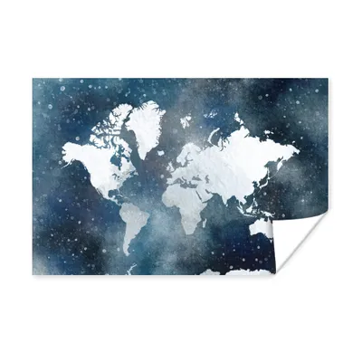 Obrázok produktu pre MuchoWow® Plagát - Mapa sveta - Hviezdna obloha - Akvarel - 180x120