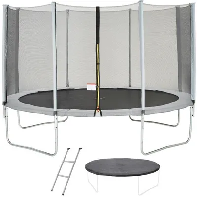 Produktbild von Trampolin MAXI ECO Ø 430 cm, Grau, Mit Sicherheitsnetz, Leiter, Schutzabdeckung