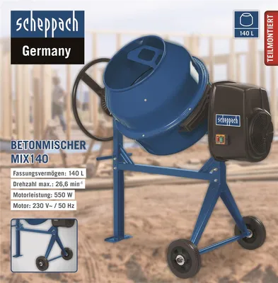 Immagine prodotto di Scheppach Betonmischer MIX140 scheppach - 230V 50Hz 550W - 140l; 5908404901