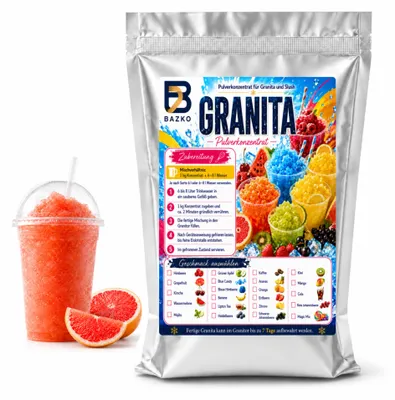 Produktbild von Bazko Slush Sirup 1kg Grapefruit Pulver Konzentrat für Eis Slush Maschine AZO frei