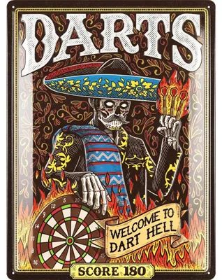 Produktbild von LANOLU XXL Retro Blechschild Dart Geschenke für Männer, Dart Schild, Dart Dekoration für Pub oder Dartkeller, Dart Fanartikel 30x40cm