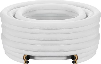 Produktbild von 30,5 m Mini-Split-Leitungsset, AC-Kupferrohre mit 6,4 und 12,7 mm Außendurchmesser, 3/8 weiße PE-verstärkte isolierte Spule mit Bördelmuttern, Umreifungsbänder, für Mini-Split-Klimaanlagen, HLK- oder Wärmepumpensysteme
