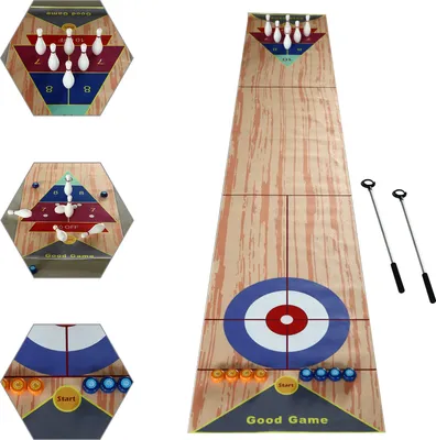 Image de Shuffleboard, jeu de shuffleboard portable d'intérieur, jeu de curling de table 3 en 1, set de table de bowling shuffleboard