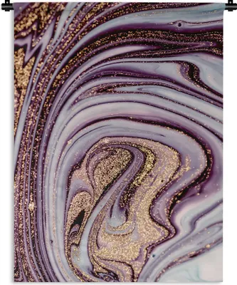 Produktbild von MuchoWow® Wandteppich Wandbehang Marmor - Rosa - Gold - Glitter - Marmoroptik - Luxus 120x160 cm Tapisserie Dekoration Wandtuch - Wohnzimmer - Moderne