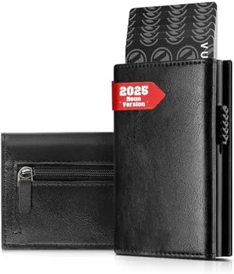 Productafbeelding van PromoHome® Slanke herenportemonnee met muntvak en kaarthouders, zwart, 10x4x2 cm