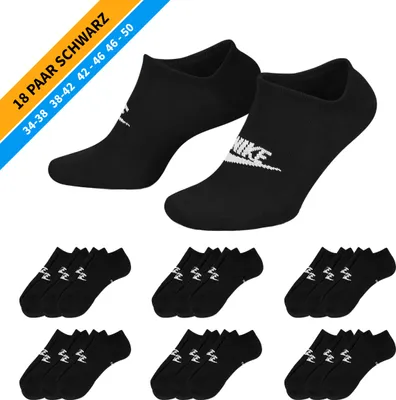Produktbild von NIKE Socken - Farbe: 18 Paar Schwarz Sneaker Socken - Größe: 46-50