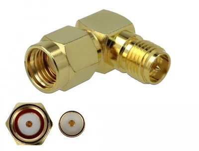 Productafbeelding van DELOCK 89968, RP-SMA, RP-SMA, RP-SMA, Vrouwelijke connector, Vrouwelijke connector, 90° bocht