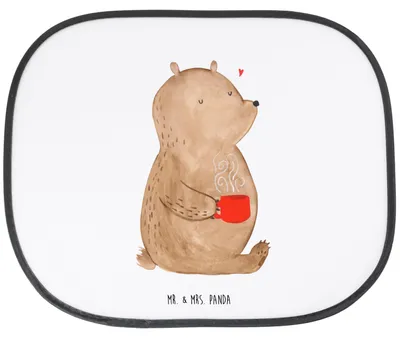 Produktbild von Mr. & Mrs. Panda Auto Sonnenblende Bär Kaffee - Weiß - Geschenk, Coffee, Teddy, Motivation, sonnenschutz saugnapf, Bären, Hitzeschutz, scheibenschutz, Guten Morgen