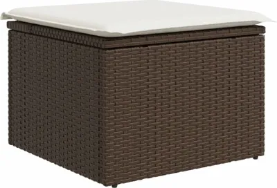 Obrázok produktu pre Záhradná taburetka s vankúšom hnedá 55x55x37 cm polyratan