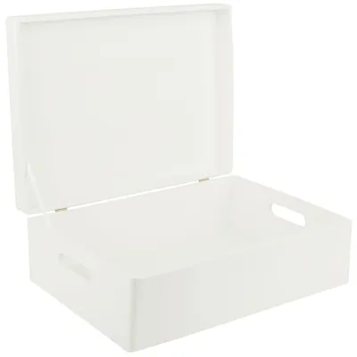 Productafbeelding van Creative Deco XL Witte Houten Doos met Deksel Opbergdoos, 40 x 30 x 14 cm