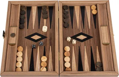 Obrázek produktu pro Sada na backgammon Manopoulos – americký ořech a černý javor – ručně vyrobená (30 x 17 cm)