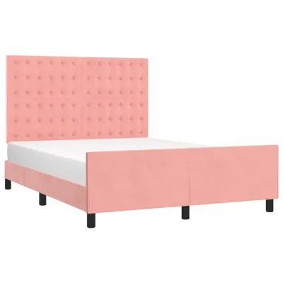 Produktbild von vidaXL Bettgestell mit Kopfteil Rosa 140x200 cm Samt
