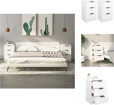 Obrázok produktu pre vidaXL Nočné stolíky 2 ks. Biele 40x36x65 cm - Nočné stolíky