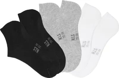 Produktbild von H.I.S. Sneakersocken 6 -teilig 2x schwarz, 2x hellgrau-meliert, 2x weiß Größe 35/38