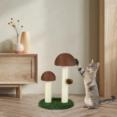 Produktbild von Katzenkratzbaum,Pilzkratzbaum,Sisal-Kratzstangen und Spielball,Anti Kratz Pilz & Simulation Rasen für Haustiere für Kätzchen und kleine Katzen