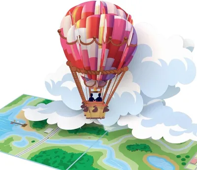 Produktbild von 3D Pop-Up Karte, Luftballon, Geburtstagskarte, für Feier, Geschenk für Freunde und Familie