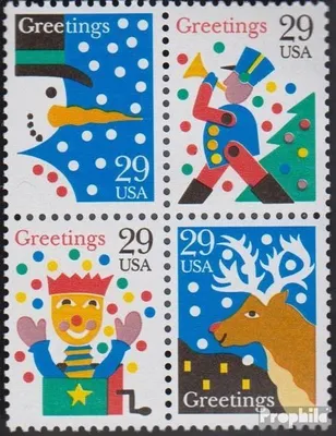 Produktbild von Briefmarken USA 1993 Mi 2406-2409 Viererblock (kompl.Ausg.) postfrisch Weihnachten