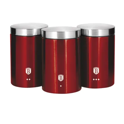 Immagine prodotto di Set Di 3 Contenitori Da Cucina Bordeaux Linea Metallizzata Bh-1343