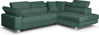 Produktbild von Ecksofa mit Schlaffunktion, CREDO Wellenfedern, rechts - Grün