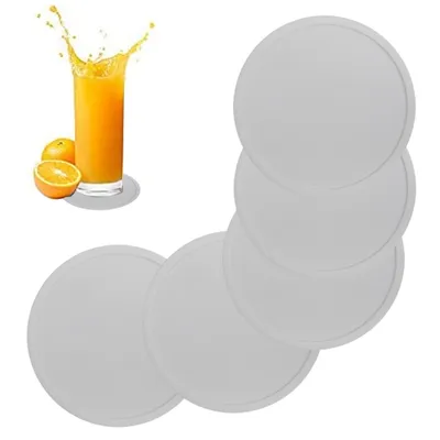 Produktbild von Gläser, Silikon Untersetzer, Getränkeuntersetzer, Rund Glasuntersetzer für Getränke,(Weiß)