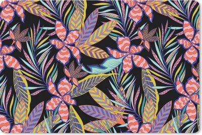 Produktbild von MuchoWow® Schreibtischunterlage Hawaii - Regenbogen - Blumen - Blätter - Psychedelisch 60x40 cm - XXL Mauspad - Großes Mauspad